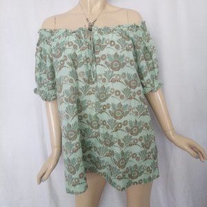 IZOD Elastic Boat Neck Paisley Design Top Blouse Sz 2X Very CUTE!